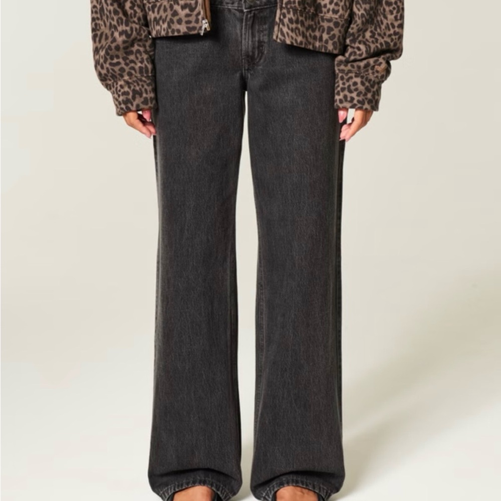 Low-rise washed black baggy jeans Hollister